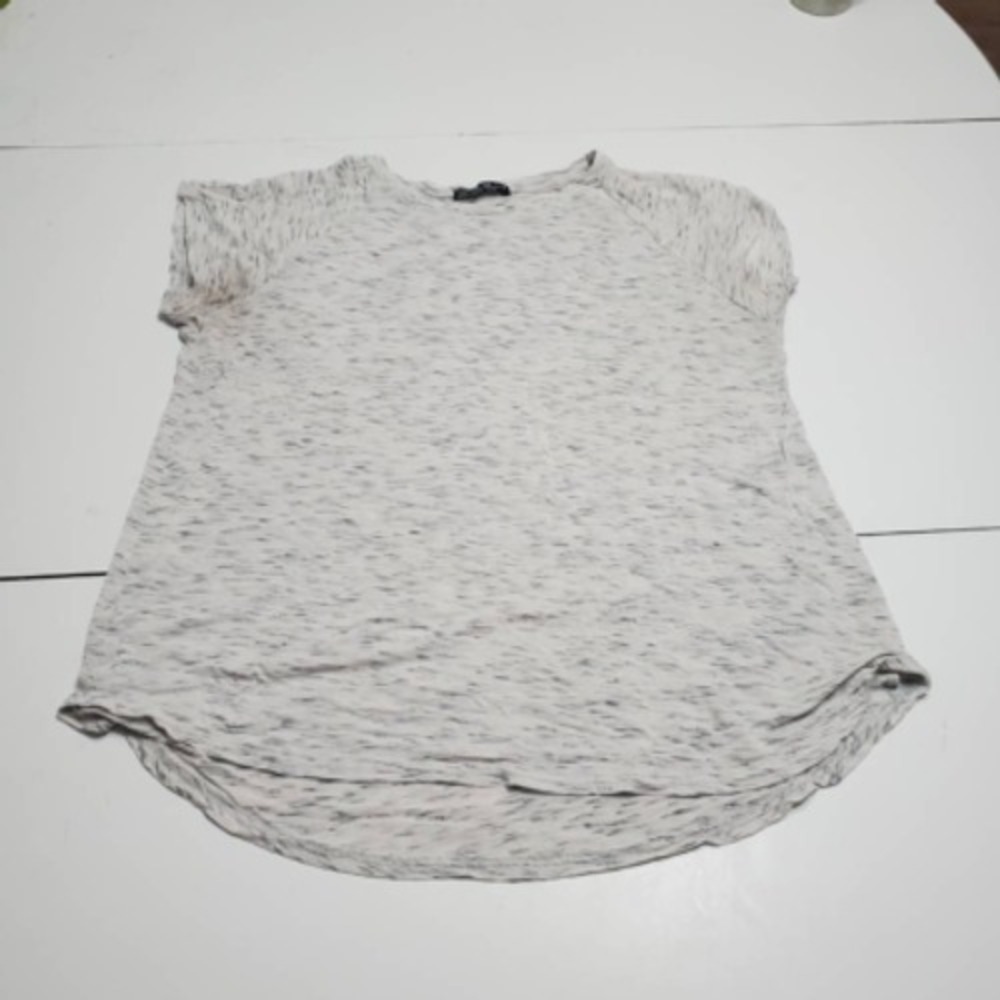 Cotton On Womens T-Shirt White Gray Space Dye Short Sleeve Scoop Neck Pullover M